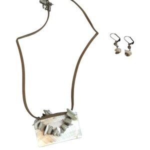 Boho Square shell necklace and earrings